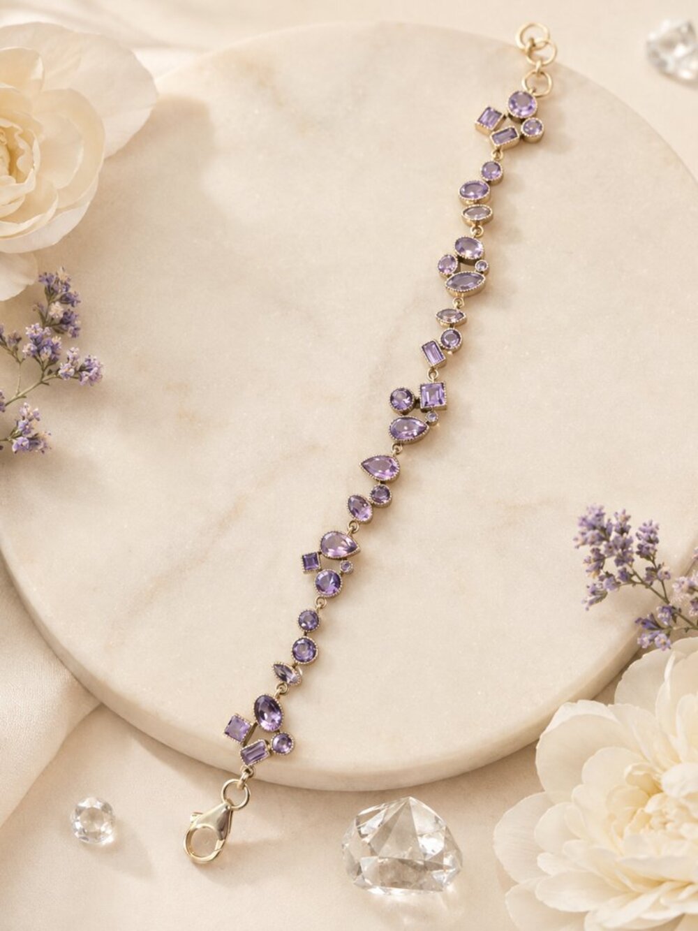 Elegant Amethyst Silver Bracelet